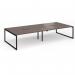 Connex Plus O Frame 3600 x 1600 x 725mm Back to Back Desk (4 x 1800mm) - Black Frame Walnut Top HCO36L16-K-W