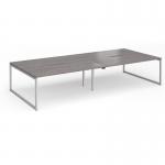 Connex Plus O Frame 3600 x 1600 x 725mm Back to Back Desk (4 x 1800mm) - Silver Frame Grey Oak Top HCO36L16-S-GO