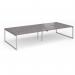 Connex Plus O Frame 3600 x 1600 x 725mm Back to Back Desk (4 x 1800mm) - Silver Frame Grey Oak Top HCO36L16-S-GO