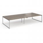Connex Plus O Frame 3600 x 1600 x 725mm Back to Back Desk (4 x 1800mm) - Silver Frame Nebraska Oak Top HCO36L16-S-NO