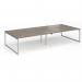 Connex Plus O Frame 3600 x 1600 x 725mm Back to Back Desk (4 x 1800mm) - Silver Frame Nebraska Oak Top HCO36L16-S-NO