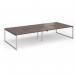 Connex Plus O Frame 3600 x 1600 x 725mm Back to Back Desk (4 x 1800mm) - Silver Frame Walnut Top HCO36L16-S-W