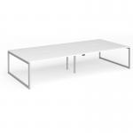 Connex Plus O Frame 3600 x 1600 x 725mm Back to Back Desk (4 x 1800mm) - Silver Frame White Top HCO36L16-S-WH