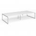 Connex Plus O Frame 3600 x 1600 x 725mm Back to Back Desk (4 x 1800mm) - Silver Frame White Top HCO36L16-S-WH