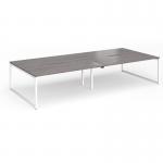 Connex Plus O Frame 3600 x 1600 x 725mm Back to Back Desk (4 x 1800mm) - White Frame Grey Oak Top HCO36L16-WH-GO