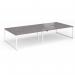 Connex Plus O Frame 3600 x 1600 x 725mm Back to Back Desk (4 x 1800mm) - White Frame Grey Oak Top HCO36L16-WH-GO