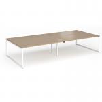 Connex Plus O Frame 3600 x 1600 x 725mm Back to Back Desk (4 x 1800mm) - White Frame Kendal Oak Top HCO36L16-WH-KO