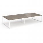 Connex Plus O Frame 3600 x 1600 x 725mm Back to Back Desk (4 x 1800mm) - White Frame Nebraska Oak Top HCO36L16-WH-NO
