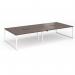 Connex Plus O Frame 3600 x 1600 x 725mm Back to Back Desk (4 x 1800mm) - White Frame Walnut Top HCO36L16-WH-W