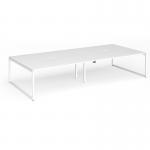 Connex Plus O Frame 3600 x 1600 x 725mm Back to Back Desk (4 x 1800mm) - White Frame White Top HCO36L16-WH-WH