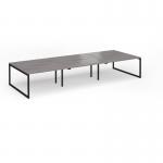 Connex Plus O Frame 4200 x 1600 x 725mm Back to Back Desk (6 x 1400mm) - Black Frame Grey Oak Top HCO4216-K-GO