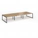 Connex Plus O Frame 4200 x 1600 x 725mm Back to Back Desk (6 x 1400mm) - Black Frame Oak Top HCO4216-K-O