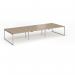 Connex Plus O Frame 4200 x 1600 x 725mm Back to Back Desk (6 x 1400mm) - Silver Frame Kendal Oak Top HCO4216-S-KO