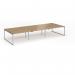 Connex Plus O Frame 4200 x 1600 x 725mm Back to Back Desk (6 x 1400mm) - Silver Frame Oak Top HCO4216-S-O