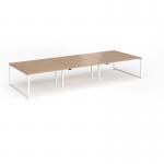Connex Plus O Frame 4200 x 1600 x 725mm Back to Back Desk (6 x 1400mm) - White Frame Beech Top HCO4216-WH-B