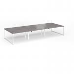 Connex Plus O Frame 4200 x 1600 x 725mm Back to Back Desk (6 x 1400mm) - White Frame Grey Oak Top HCO4216-WH-GO
