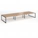 Connex Plus O Frame 4800 x 1600 x 725mm Back to Back Desk (6 x 1600mm) - Black Frame Beech Top HCO4816-K-B