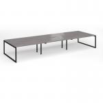 Connex Plus O Frame 4800 x 1600 x 725mm Back to Back Desk (6 x 1600mm) - Black Frame Grey Oak Top HCO4816-K-GO