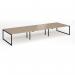 Connex Plus O Frame 4800 x 1600 x 725mm Back to Back Desk (6 x 1600mm) - Black Frame Kendal Oak Top HCO4816-K-KO