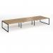 Connex Plus O Frame 4800 x 1600 x 725mm Back to Back Desk (6 x 1600mm) - Black Frame Oak Top HCO4816-K-O