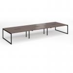 Connex Plus O Frame 4800 x 1600 x 725mm Back to Back Desk (6 x 1600mm) - Black Frame Walnut Top HCO4816-K-W