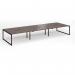 Connex Plus O Frame 4800 x 1600 x 725mm Back to Back Desk (6 x 1600mm) - Black Frame Walnut Top HCO4816-K-W