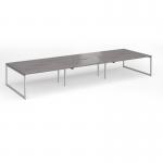 Connex Plus O Frame 4800 x 1600 x 725mm Back to Back Desk (6 x 1600mm) - Silver Frame Grey Oak Top HCO4816-S-GO