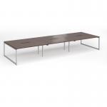 Connex Plus O Frame 4800 x 1600 x 725mm Back to Back Desk (6 x 1600mm) - Silver Frame Walnut Top HCO4816-S-W