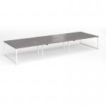 Connex Plus O Frame 4800 x 1600 x 725mm Back to Back Desk (6 x 1600mm) - White Frame Grey Oak Top HCO4816-WH-GO