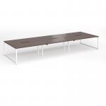 Connex Plus O Frame 4800 x 1600 x 725mm Back to Back Desk (6 x 1600mm) - White Frame Walnut Top HCO4816-WH-W