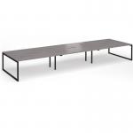 Connex Plus O Frame 5400 x 1600 x 725mm Back to Back Desk (6 x 1800mm) - Black Frame Grey Oak Top HCO5416-K-GO