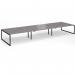 Connex Plus O Frame 5400 x 1600 x 725mm Back to Back Desk (6 x 1800mm) - Black Frame Grey Oak Top HCO5416-K-GO