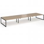 Connex Plus O Frame 5400 x 1600 x 725mm Back to Back Desk (6 x 1800mm) - Black Frame Kendal Oak Top HCO5416-K-KO