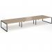 Connex Plus O Frame 5400 x 1600 x 725mm Back to Back Desk (6 x 1800mm) - Black Frame Kendal Oak Top HCO5416-K-KO
