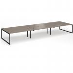 Connex Plus O Frame 5400 x 1600 x 725mm Back to Back Desk (6 x 1800mm) - Black Frame Nebraska Oak Top HCO5416-K-NO