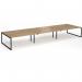 Connex Plus O Frame 5400 x 1600 x 725mm Back to Back Desk (6 x 1800mm) - Black Frame Oak Top HCO5416-K-O