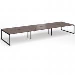 Connex Plus O Frame 5400 x 1600 x 725mm Back to Back Desk (6 x 1800mm) - Black Frame Walnut Top HCO5416-K-W