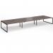 Connex Plus O Frame 5400 x 1600 x 725mm Back to Back Desk (6 x 1800mm) - Black Frame Walnut Top HCO5416-K-W