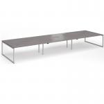 Connex Plus O Frame 5400 x 1600 x 725mm Back to Back Desk (6 x 1800mm) - Silver Frame Grey Oak Top HCO5416-S-GO