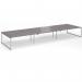 Connex Plus O Frame 5400 x 1600 x 725mm Back to Back Desk (6 x 1800mm) - Silver Frame Grey Oak Top HCO5416-S-GO