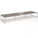 Connex Plus O Frame 5400 x 1600 x 725mm Back to Back Desk (6 x 1800mm) - Silver Frame Nebraska Oak Top HCO5416-S-NO