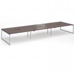 Connex Plus O Frame 5400 x 1600 x 725mm Back to Back Desk (6 x 1800mm) - Silver Frame Walnut Top HCO5416-S-W