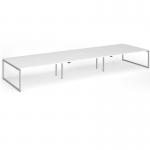 Connex Plus O Frame 5400 x 1600 x 725mm Back to Back Desk (6 x 1800mm) - Silver Frame White Top HCO5416-S-WH