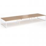 Connex Plus O Frame 5400 x 1600 x 725mm Back to Back Desk (6 x 1800mm) - White Frame Beech Top HCO5416-WH-B