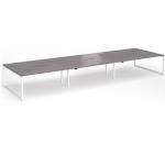 Connex Plus O Frame 5400 x 1600 x 725mm Back to Back Desk (6 x 1800mm) - White Frame Grey Oak Top HCO5416-WH-GO