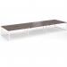 Connex Plus O Frame 5400 x 1600 x 725mm Back to Back Desk (6 x 1800mm) - White Frame Walnut Top HCO5416-WH-W