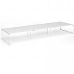 Connex Plus O Frame 5400 x 1600 x 725mm Back to Back Desk (6 x 1800mm) - White Frame White Top HCO5416-WH-WH