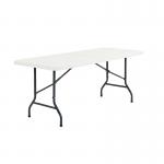 Hoya steel framed table with blow moulded top - 1520 wide HFL1520-G-WH