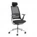 Holden mesh back operator chair with black fabric seat and headrest - Aluminium base and arms with black mesh back HOL300T1-K