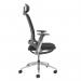 Holden mesh back operator chair with black fabric seat and headrest - Aluminium base and arms with black mesh back HOL300T1-K